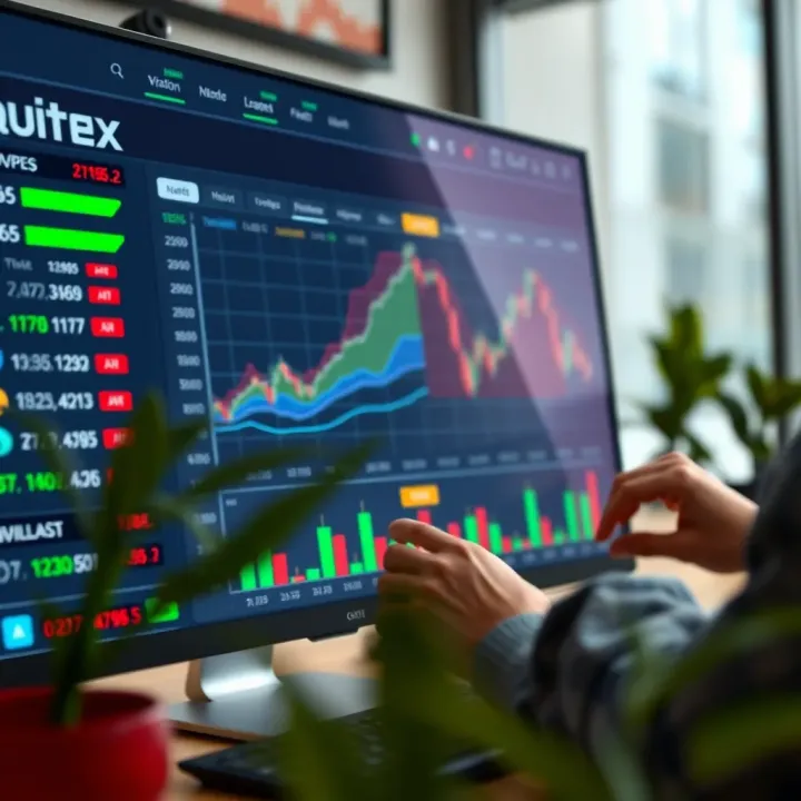 User interface showcasing Quotex platform with diverse trading assets and analytical charts