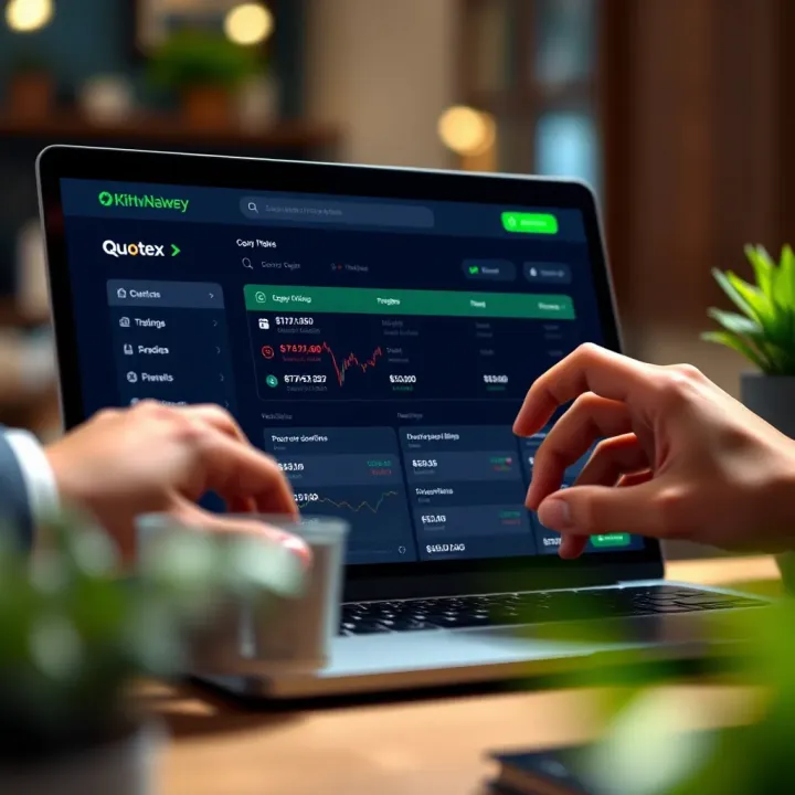 User navigating the Quotex platform withdrawal options on a laptop screen