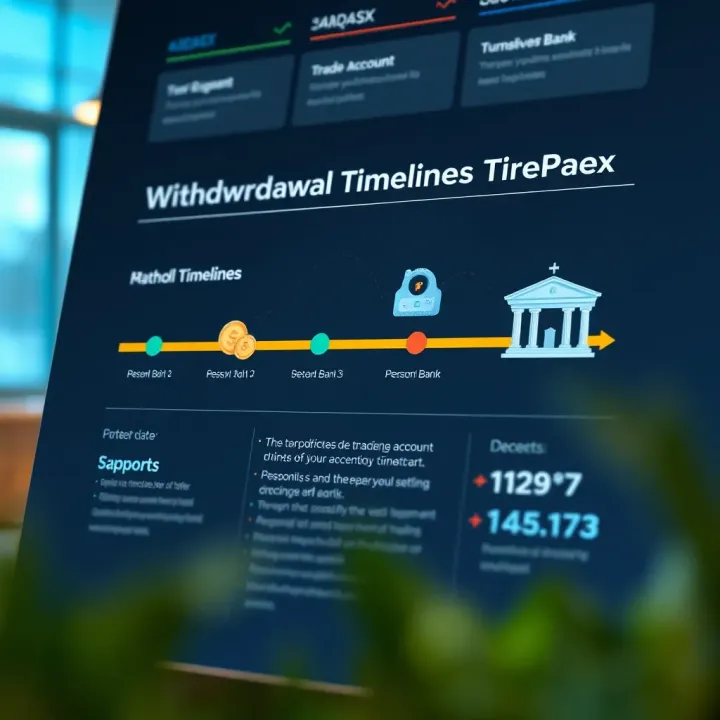 Diagram depicting flow of funds from trading account to personal bank account with timelines and fee indicators
