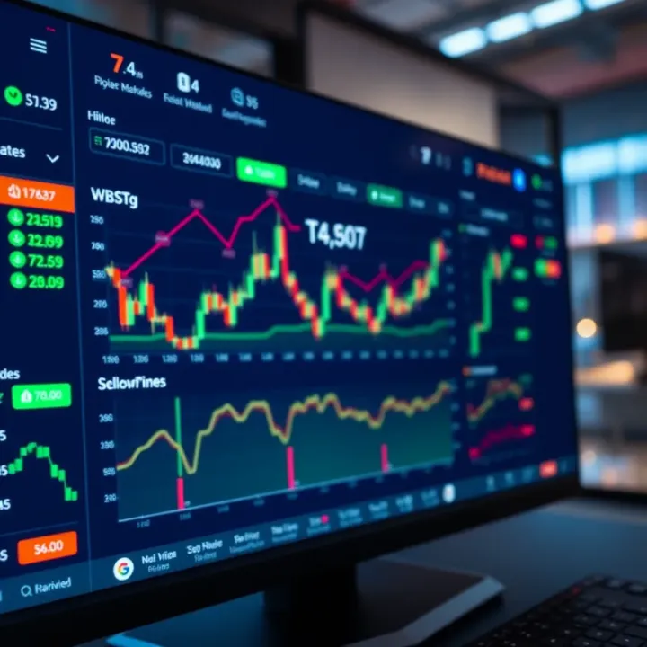Dashboard interface showing trading charts and options on Quotex.io platform