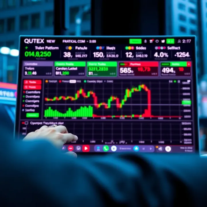 Dashboard view showing various features and user interface elements of Qutex.com platform