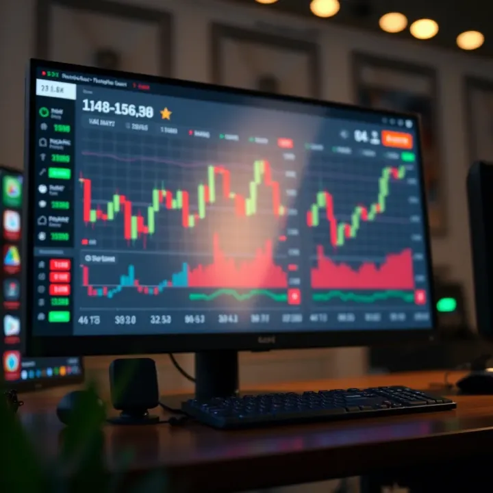 Dashboard interface displaying trading charts and market analysis tools on QX Broker platform