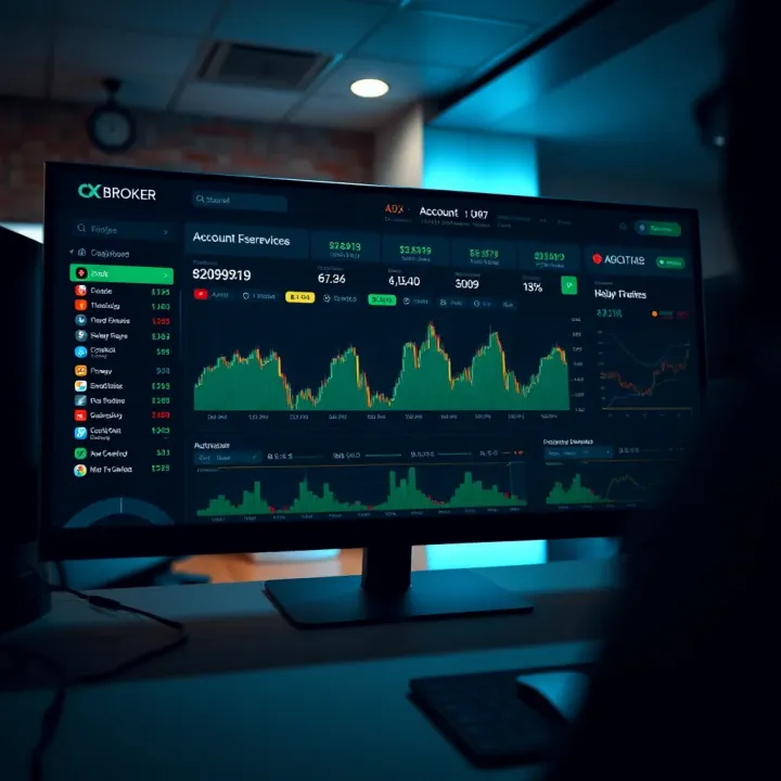QX Broker Trading Dashboard Overview Dashboard overview showing account balance, trading charts, and navigation menu of QX Broker platform
