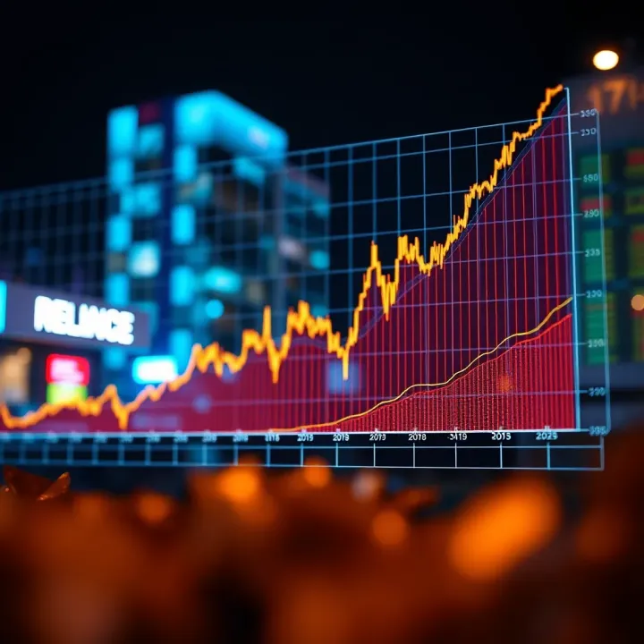 Graph displaying upward trend of Reliance Industries stock price over time