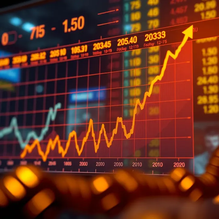 Graph showing upward trend in Reliance Industries Limited stock price over time