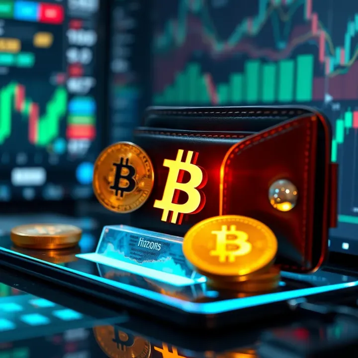 Secure digital wallet protecting various cryptocurrencies with blockchain technology icons