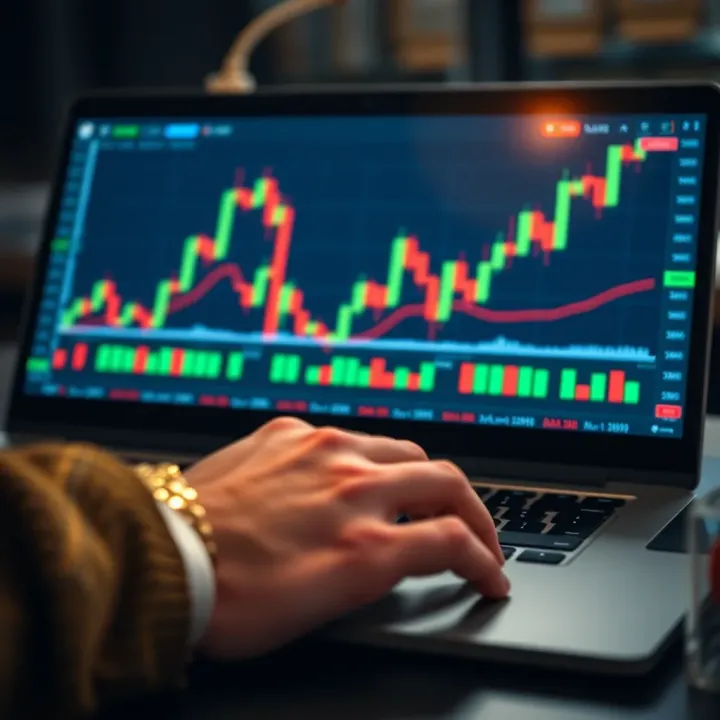 Illustration of risk-free trading practice with virtual currency and market trends