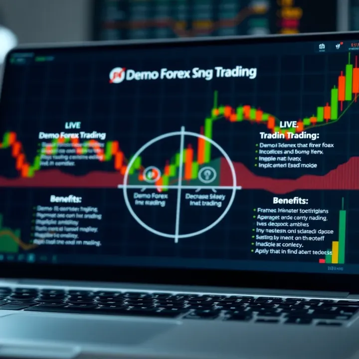 Diagram comparing demo forex trading with live trading highlighting key differences and benefits