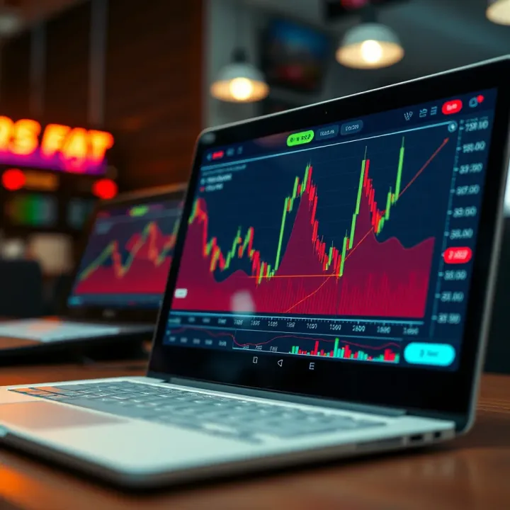 Graph showing simulated trading performance on a digital platform