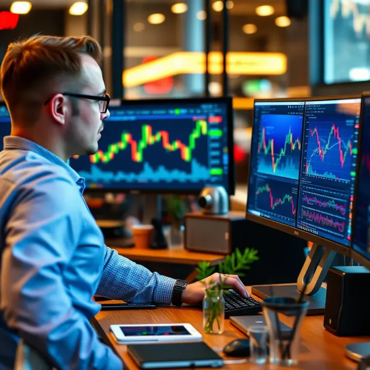 Practicing Trading Strategies Using a Demo Account Trader analyzing financial data on a computer using a demo account for practice