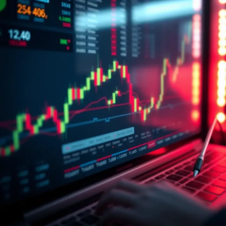 Digital interface showing electronic trading graphs and market data