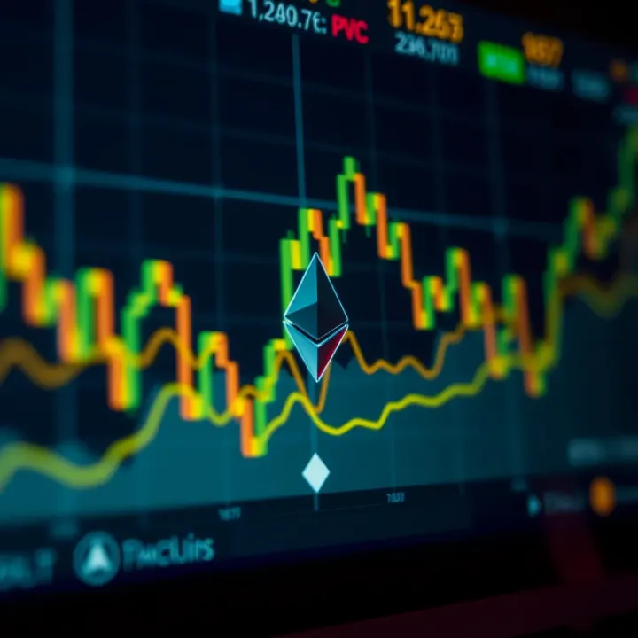 Ethereum Price Fluctuations and Market Influences Graph showing Ethereum price fluctuations influenced by market trends and investor activity