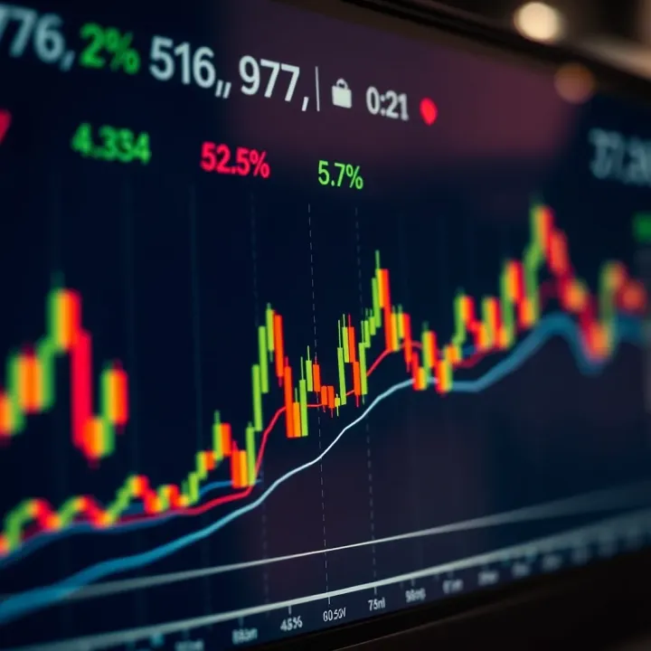 Graph showing fluctuating forex market trends with candlestick patterns