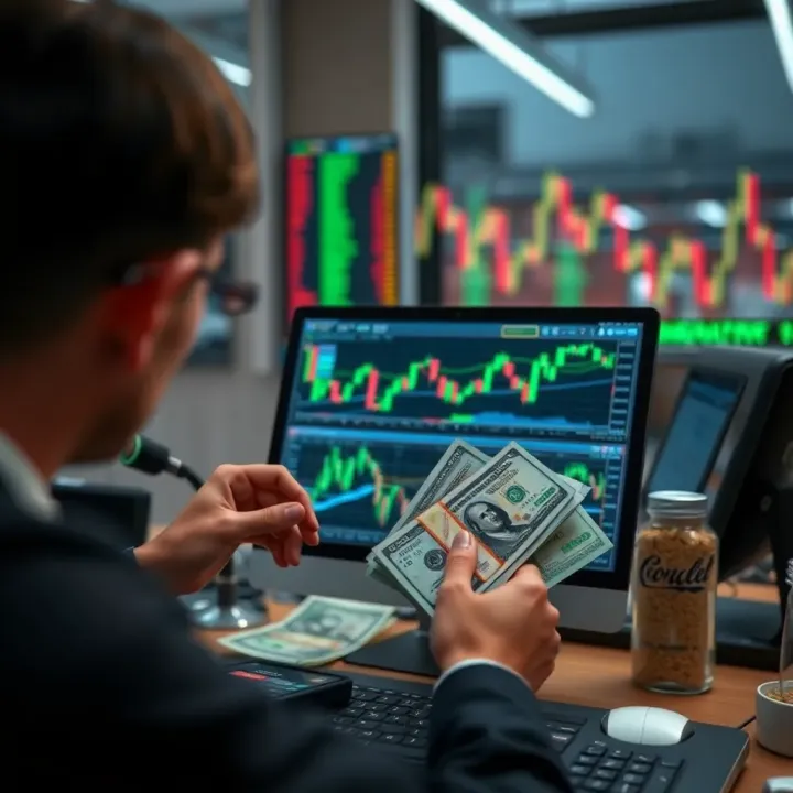 Conceptual illustration of risk-free forex trading practice with virtual money