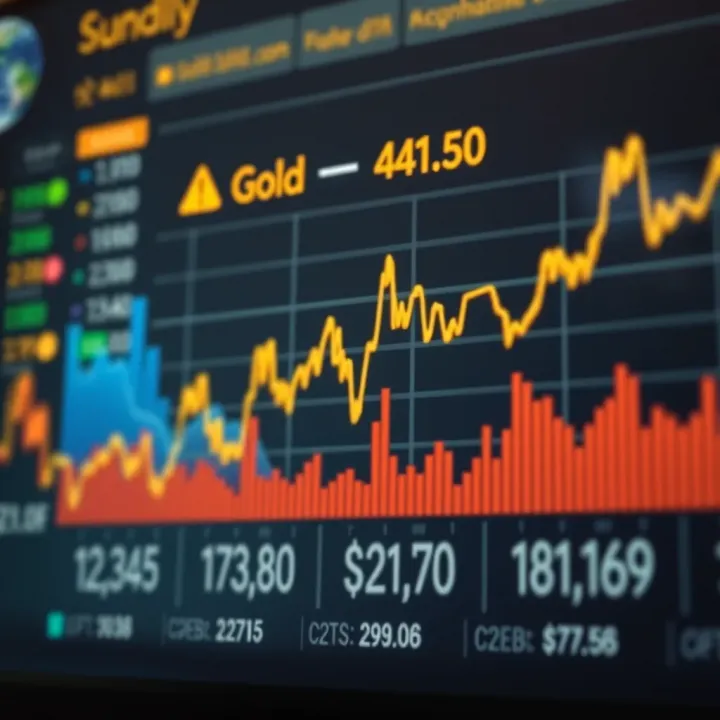 Global Market Trends and Currency Influence on Gold Prices Graph showing fluctuations in gold prices influenced by global market trends and currency exchange rates
