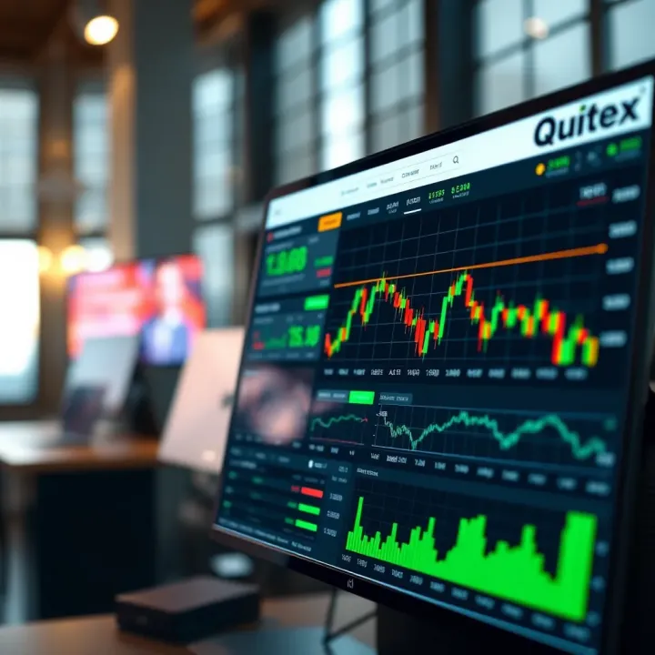 User interface of Quotex digital trading platform showing various trading options and real-time data charts