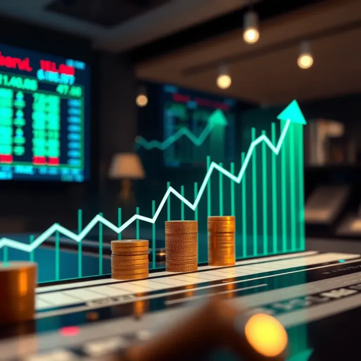 Graph showing upward trend representing successful investment growth